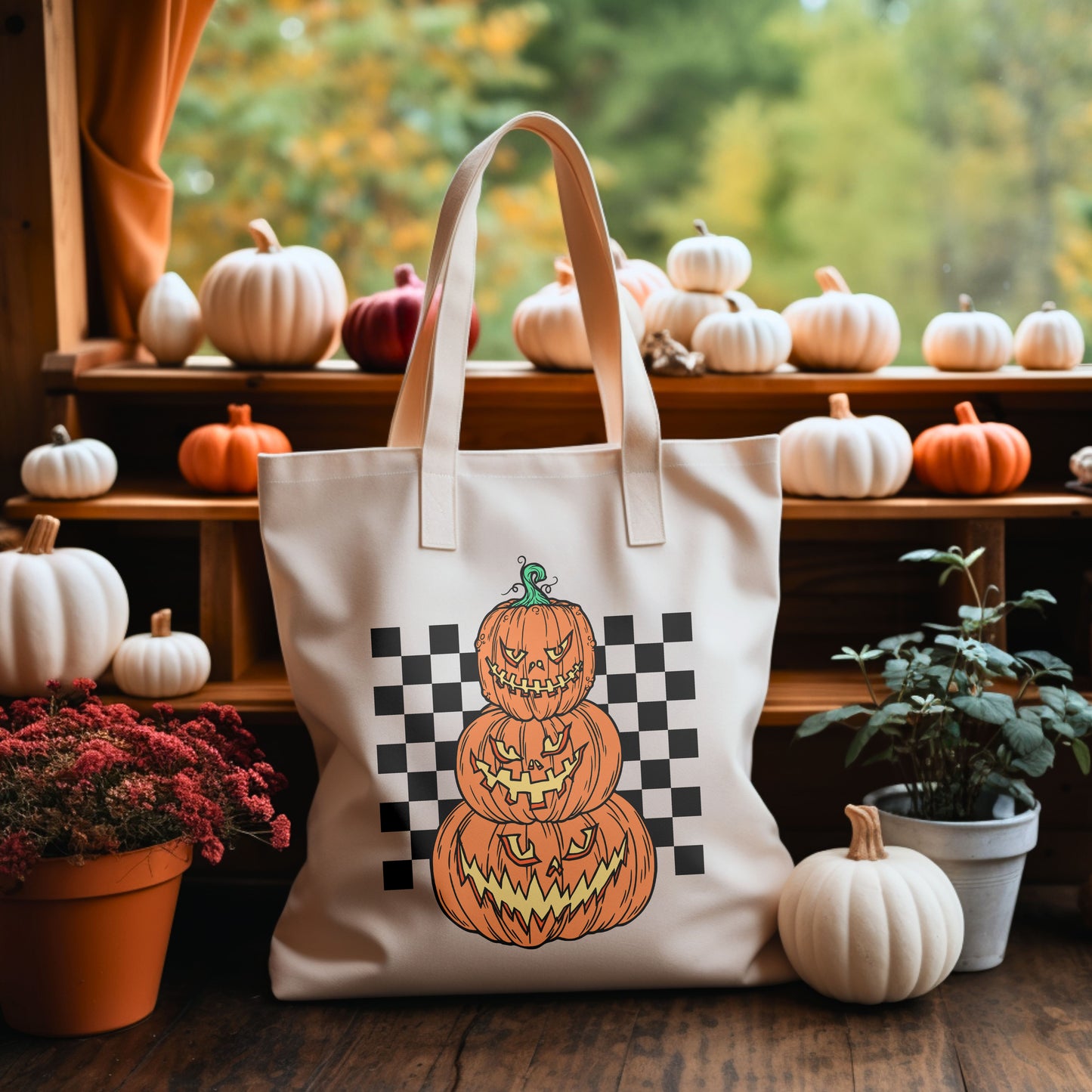 Scary Pumpkin Trio Tote