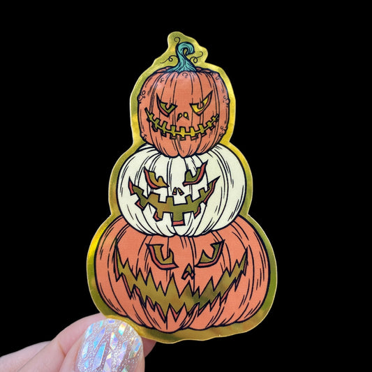 Scary Pumpkin Trio Metallic Sticker