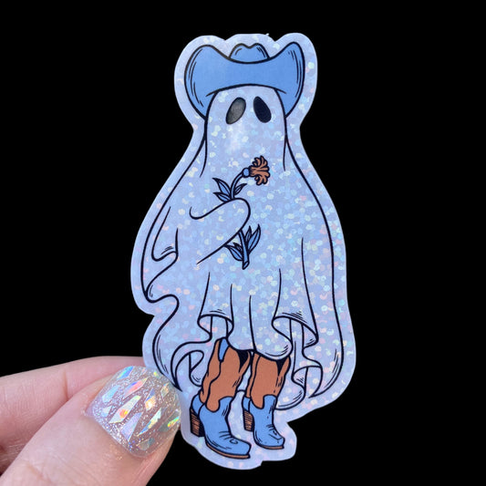 Boo-Yaw With Flowers Glitter Sticker