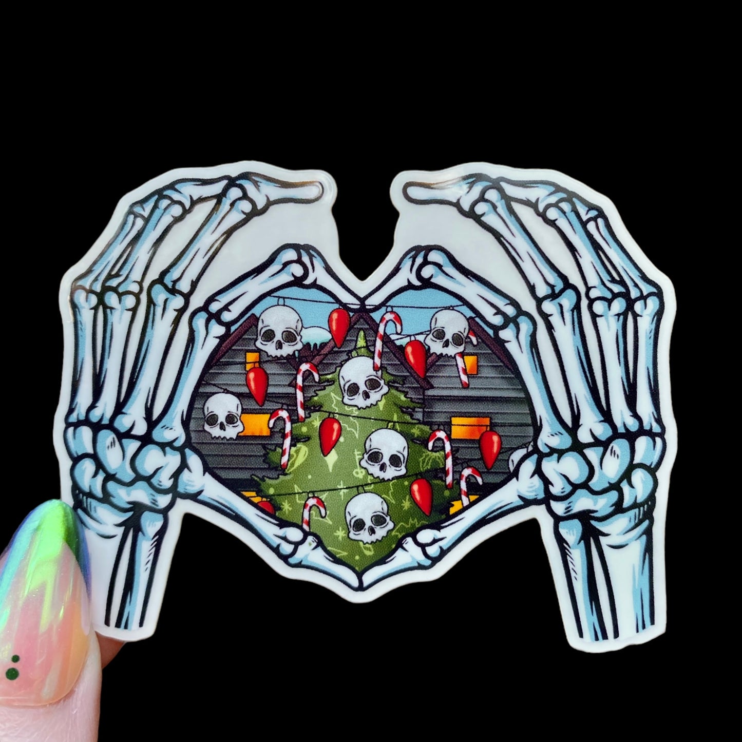 Holiday Skeleton Hands Sticker